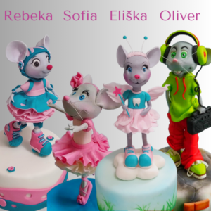 Produkty Sladký svet cukrársky kurz modelovania zvierat myšiak oliver, myška eliška, myška sofia, myška rebeka